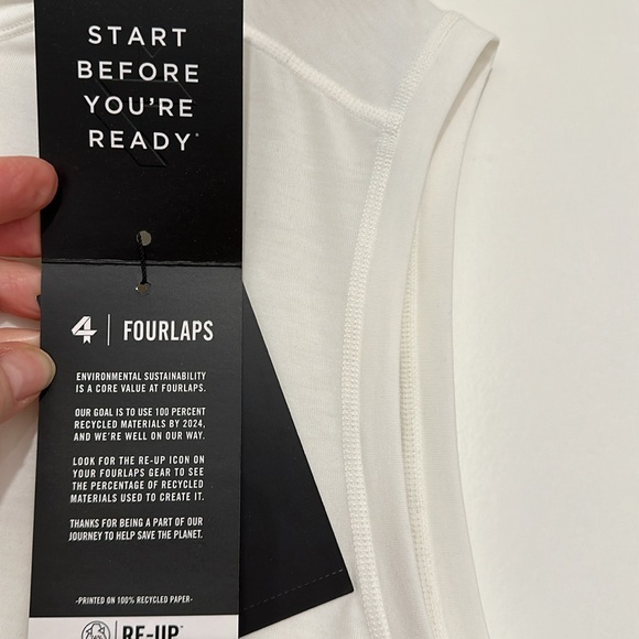 FOURLAPS Radius Muscle tank tee. Stretch. White gym running. Workout - Picture 3 of 11